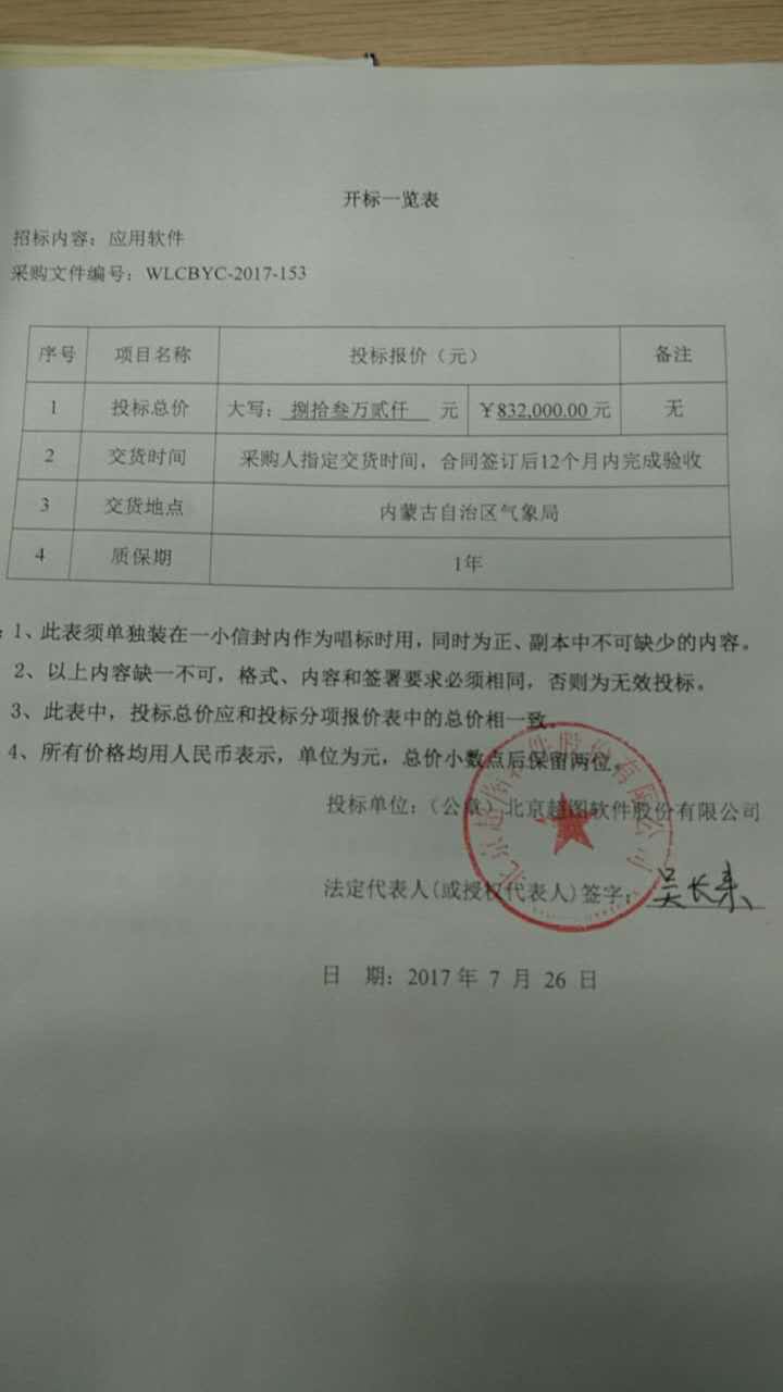 开标一览表 开标一览表